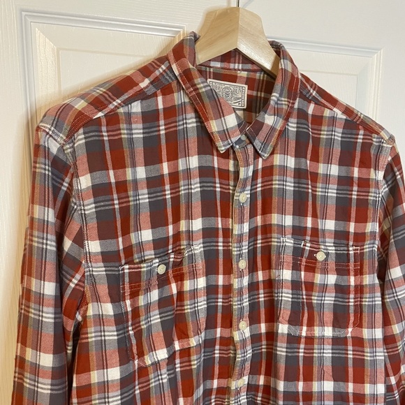 Lucky Brand lined plaid flannel button down sz XL - Picture 2 of 8